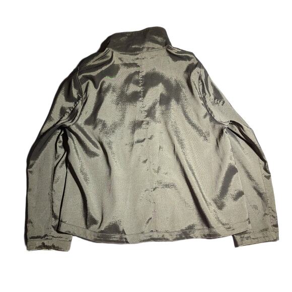 Vtg Y2K Lindi Gold Green Reversible Satin High Collar Big Button Jacket Sz M - Picture 4 of 6